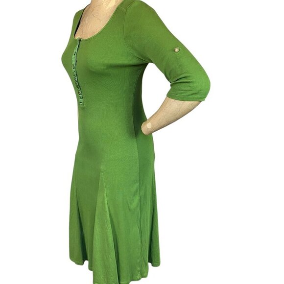 Lauren Ralph Lauren Fit+Flare Button Front 1/2 Sleeve Henley Dress S Green #350F - Picture 6 of 9